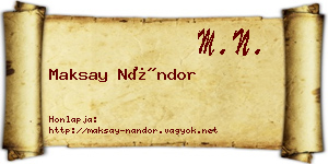 Maksay Nándor névjegykártya