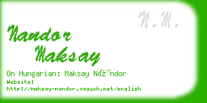 nandor maksay business card
